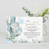 Little Peanut Floral Foliage Elephant Baby Shower Einladung (Stehend Vorderseite)