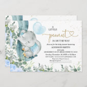 Little Peanut Floral Foliage Elephant Baby Shower Einladung (Vorne/Hinten)