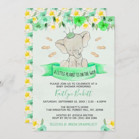 Little Peanut Gender Neutral Baby Dusche Einladung (Vorne/Hinten)