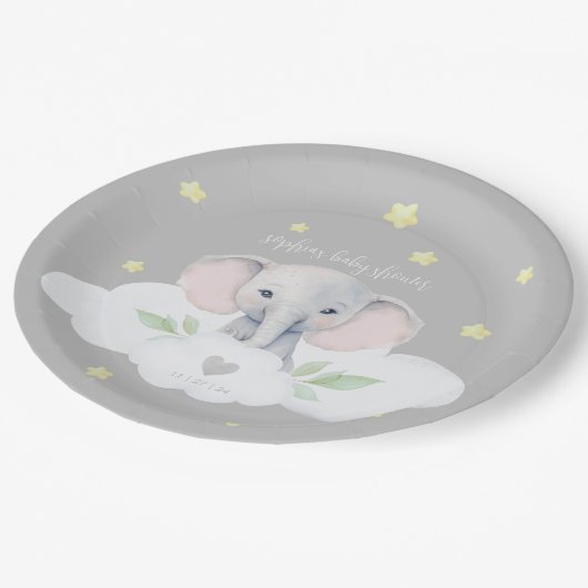 Little Peanut Gender Neutral Baby Duwer Elephant Pappteller (Schrägansicht)