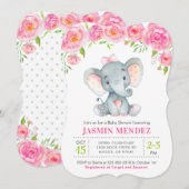 Little Peanut Girl Elephant Baby Shower Einladung (Vorne/Hinten)