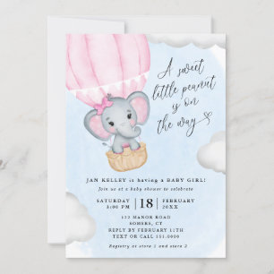 Little Peanut Pink Elephant Baby Dusche Einladung