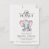Little Peanut Pink Elephant Baby Dusche Einladung (Vorderseite)