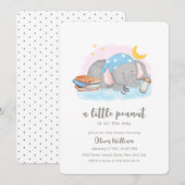Little Peanut Sleeping Elephant Baby Shower Einladung (Vorne/Hinten)