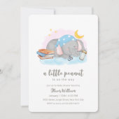 Little Peanut Sleeping Elephant Baby Shower Einladung (Vorderseite)