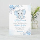 Little Peanut Watercolor Boy Elephant Baby Dusche Einladung (Stehend Vorderseite)