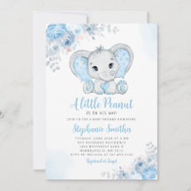 Little Peanut Watercolor Boy Elephant Baby Dusche