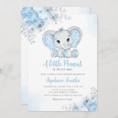 Little Peanut Watercolor Boy Elephant Baby Dusche Einladung (Vorne/Hinten)