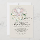 Little Peanut Watercolor Floral Elephant Einladung (Vorderseite)