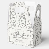 Little Pearl Black Coquette Bow Baby Dusche Geschenkschachtel (Geöffnet)