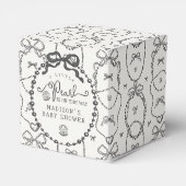 Little Pearl Black Coquette Bow Baby Dusche Geschenkschachtel (Rückseite)