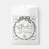Little Pearl Black Coquette Bow Baby Dusche Geschenktütchen (Vorderseite)
