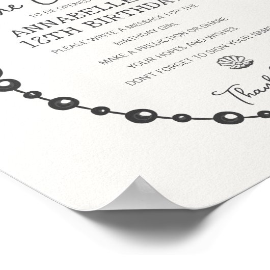 Little Pearl Black Coquette Bow Bday Time Kapsel Poster (Ecke)