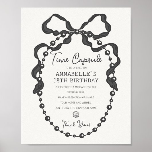 Little Pearl Black Coquette Bow Bday Time Kapsel Poster (Vorne)