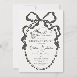Little Pearl Black Coquette Bow Birthday Invite