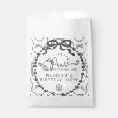 Little Pearl Black Coquette Bow Geburtstagsparty Geschenktütchen (Vorderseite)
