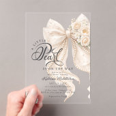 Little Pearl Bow Floral Baby Shower Acryleinladungen (Insitu (Handheld))