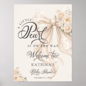 Little Pearl Bow Floral Baby Shower Begrüßung Poster (Vorne)