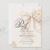 Little Pearl Bow Floral Baby Shower Einladung (Vorderseite)