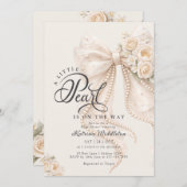Little Pearl Bow Floral Baby Shower Einladung (Vorne/Hinten)