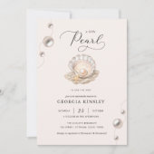 Little Pearl Ocean Beach Seashell Girl Babydusche Einladung (Vorderseite)