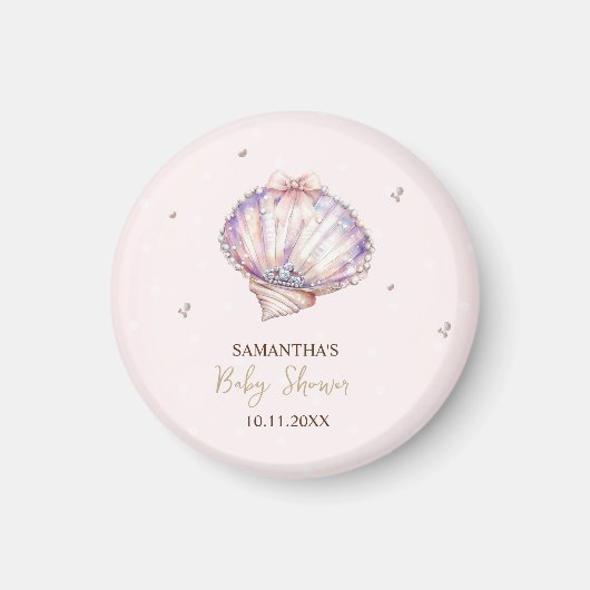 Little Pearl Seashells Diamonds Dots Baby Shower Magnet (Vorne)