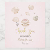 Little Pearl Seashells Dots Baby Shower Weinetikett (Einzelnes Label)