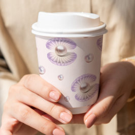 Little Pearl Watercolor Lila Seashell Baby Showe Pappbecher