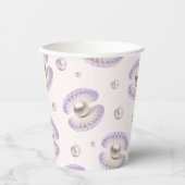 Little Pearl Watercolor Lila Seashell Baby Showe Pappbecher (Vorderseite)