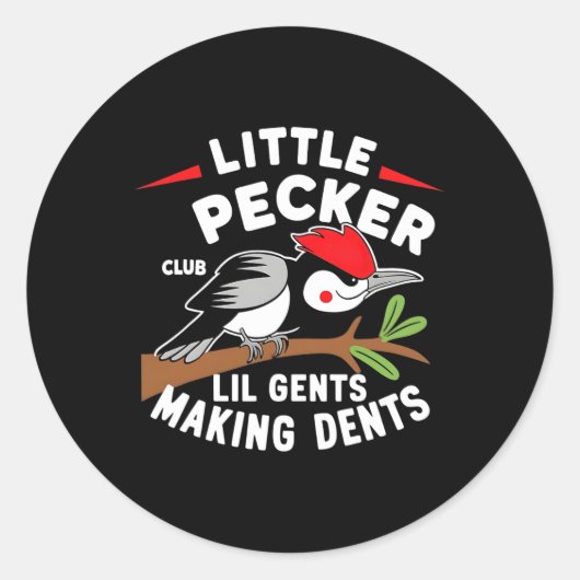 Little Pecker Club Lil Gents Making Dents Retro Wo Runder Aufkleber (Vorderseite)
