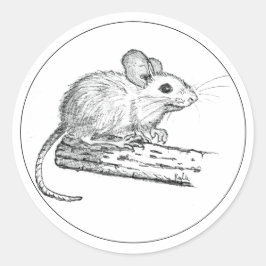 Little Pencil Mouse Runder Aufkleber