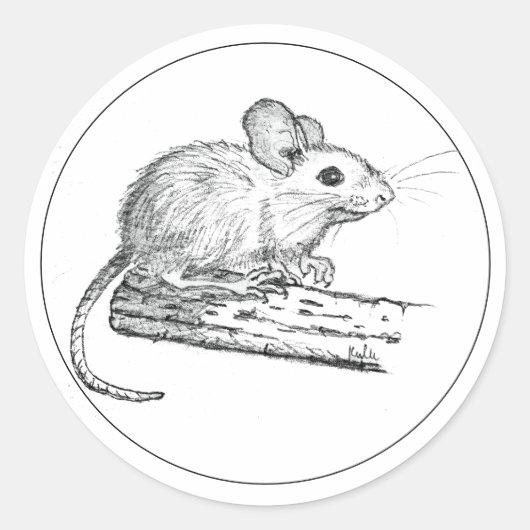 Little Pencil Mouse Runder Aufkleber (Vorderseite)