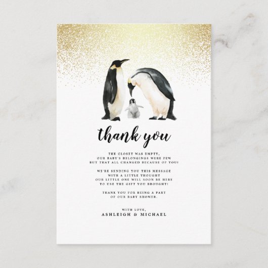 Little Penguin | Babydusche Vielen Dank Dankeskarte (Vorderseite)