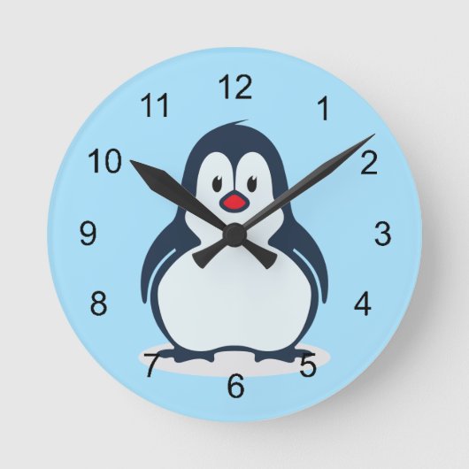 Little Penguin Design Clock Runde Wanduhr (Vorderseite)
