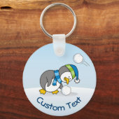 Little Penguin Getting a Snow Ball Keychain Schlüsselanhänger (Vorderseite)