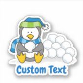 Little penguin sitting with snowballs aufkleber (Vorderseite)