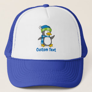Little penguin walking on snow trucker hat truckerkappe
