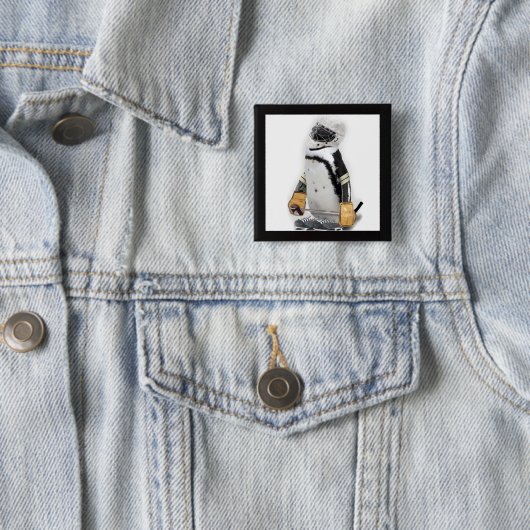 Little Penguin Wearing Hockey Gear Button (Beispiel)