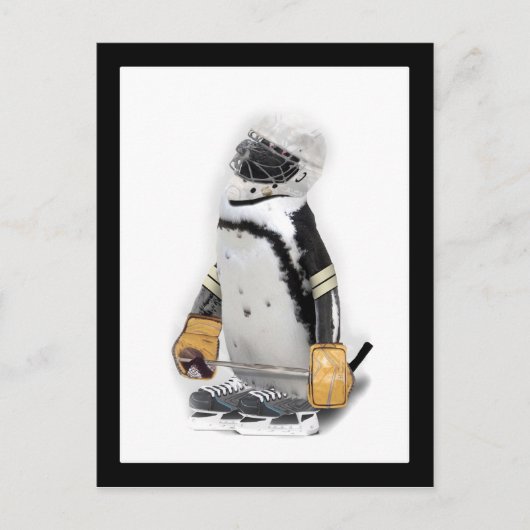 Little Penguin Wearing Hockey Gear Postkarte (Vorderseite)