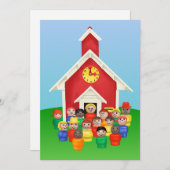 Little People Schoolhouse Feiertagskarte (Vorne/Hinten)