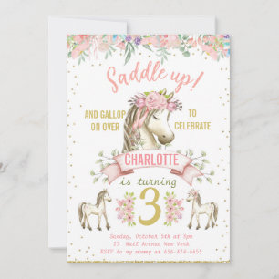 Little Pferde Pony Cowgirl Einladung