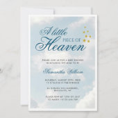 Little Piece of Heaven Blue Boy Baby Shower Einladung (Vorderseite)