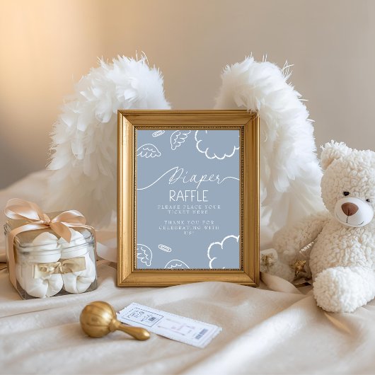 Little Piece of Heaven Blue Diaper Raffle Table Einladung