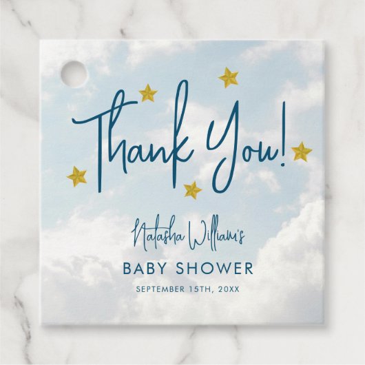 Little Piece of Heaven Clouds Stars Kinderdusche Geschenkanhänger (Vorderseite)