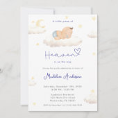 Little Piece of Heaven Moon Cloud Baby Boy Shower Einladung (Vorderseite)