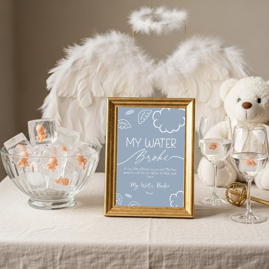 Little Piece of Heaven My Water Broke Game Blue Einladung