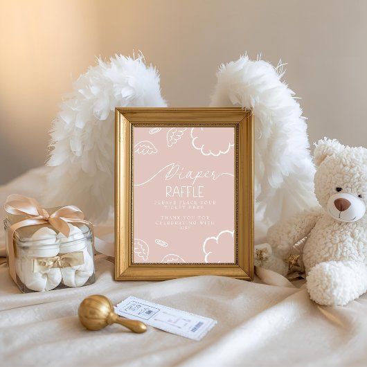Little Piece of Heaven Pink Diaper Raffle Table Einladung