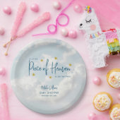 Little Piece of Heaven Sky Blue Baby Shower Pappteller (Party)