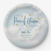 Little Piece of Heaven Sky Blue Baby Shower Pappteller (Vorderseite)