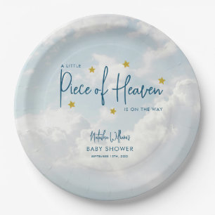Little Piece of Heaven Sky Blue Baby Shower Pappteller